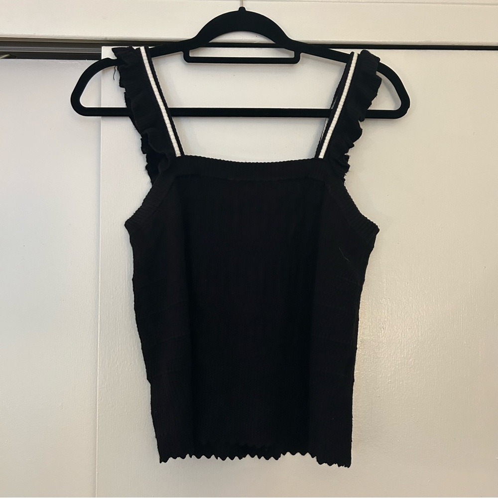 dh NEW YORK Black Ruffled Camisole Tank Top